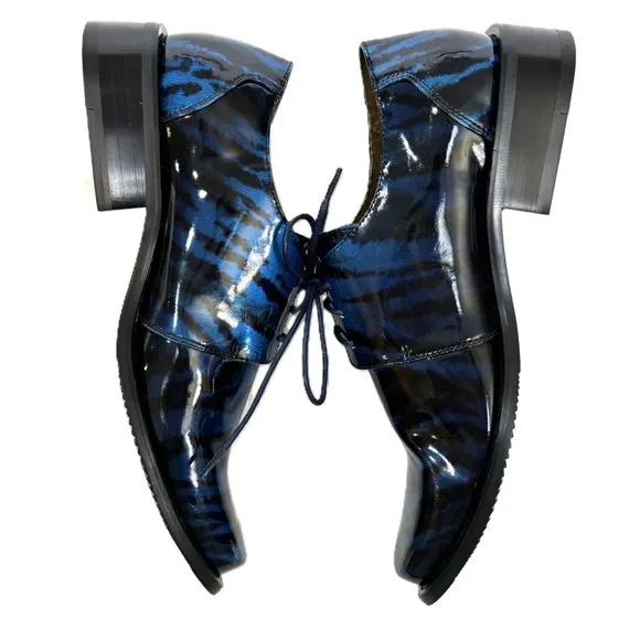Vintage Zoot Suit Zebra Blue Oxford Formal Dress Shoe Rare OOAK NWOT
