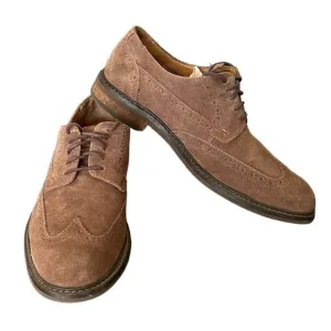 Vionic Mens Bowery Bruno Suede Wingtip Dress Shoe Taupe Brown Size 10.5 EU 43.5