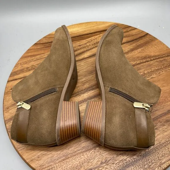 VIONIC Millie Booties Womens Size 9.5 Brown Suede Side Zip Ankle Boots Shoes