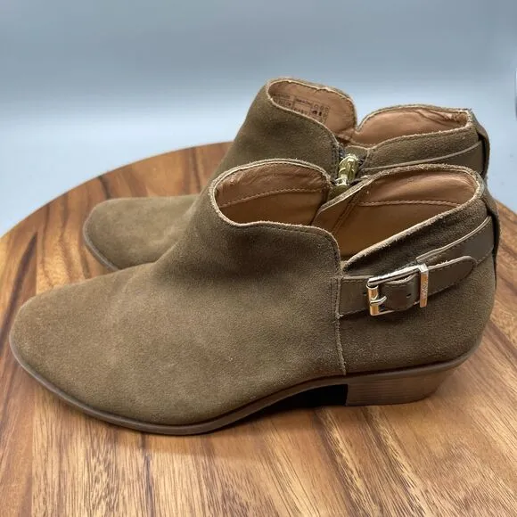 VIONIC Millie Booties Womens Size 9.5 Brown Suede Side Zip Ankle Boots Shoes