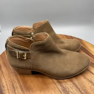VIONIC Millie Booties Womens Size 9.5 Brown Suede Side Zip Ankle Boots Shoes