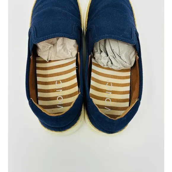 Vionic Rae Loafers Size 7.5, Navy Canvas Slip On Shoes