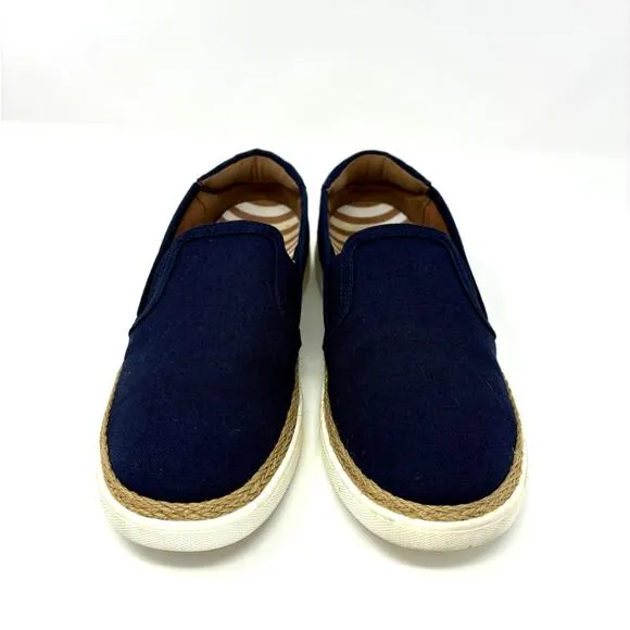 Vionic Rae Loafers Size 7.5, Navy Canvas Slip On Shoes