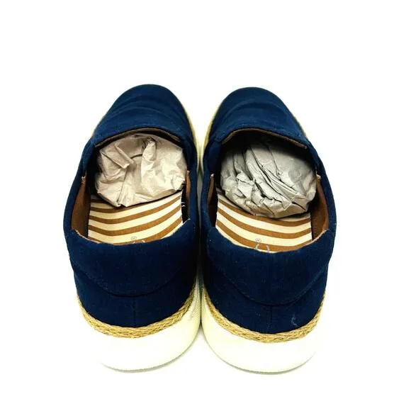 Vionic Rae Loafers Size 7.5, Navy Canvas Slip On Shoes