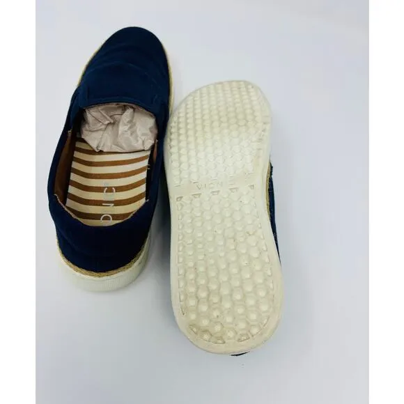 Vionic Rae Loafers Size 7.5, Navy Canvas Slip On Shoes