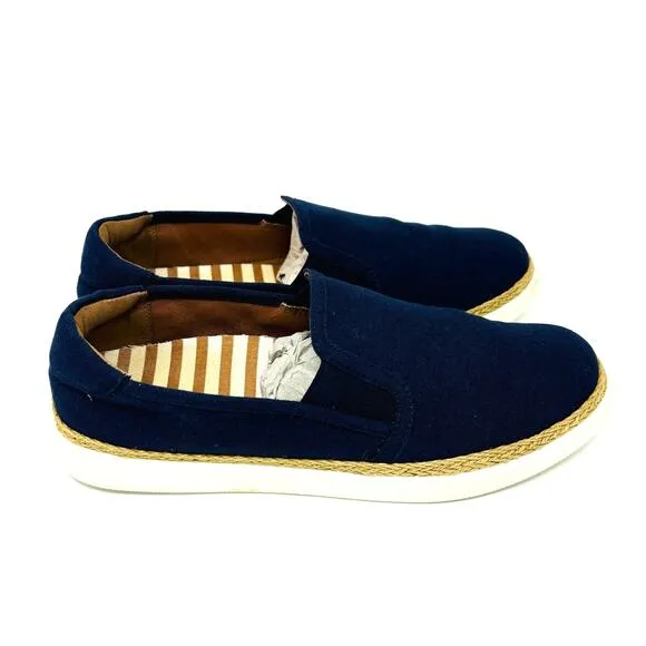 Vionic Rae Loafers Size 7.5, Navy Canvas Slip On Shoes