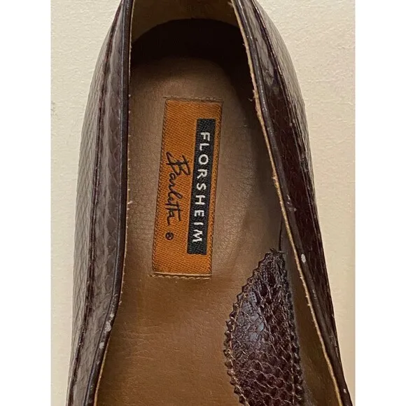Vtg EUC Florsheim Men's 14 Brown Genuine Snakeskin Leather Dress Shoes Loafers