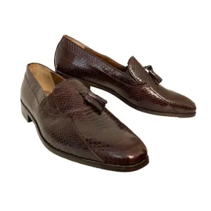 Vtg EUC Florsheim Men's 14 Brown Genuine Snakeskin Leather Dress Shoes Loafers