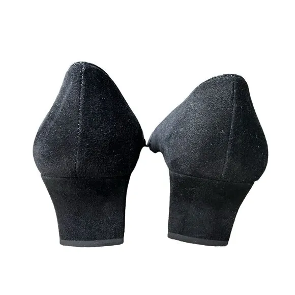 VTG Salvatore Ferragamo‎ Boutique Pumps Shoes Black Suede Heels Women's Size 8 B