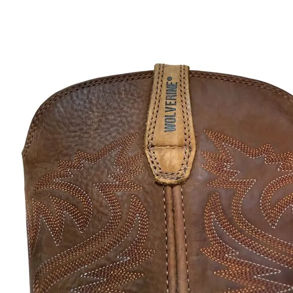 Wolverine Rancher Western Boots Mens 9.5M Cowboy Workwear Steel Toe Brown Tan