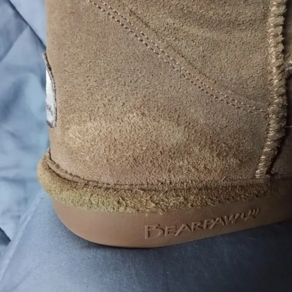 Women's BearPaw Brown Suede Eva Tall Sheepskin Wool Blend Winter Boots Size 10