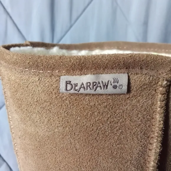 Women's BearPaw Brown Suede Eva Tall Sheepskin Wool Blend Winter Boots Size 10