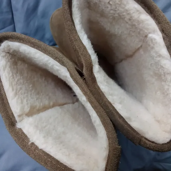 Women's BearPaw Brown Suede Eva Tall Sheepskin Wool Blend Winter Boots Size 10
