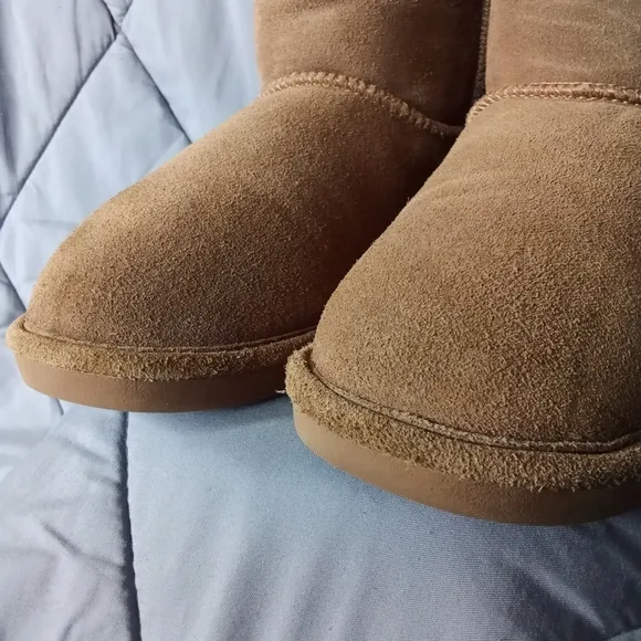 Women's BearPaw Brown Suede Eva Tall Sheepskin Wool Blend Winter Boots Size 10