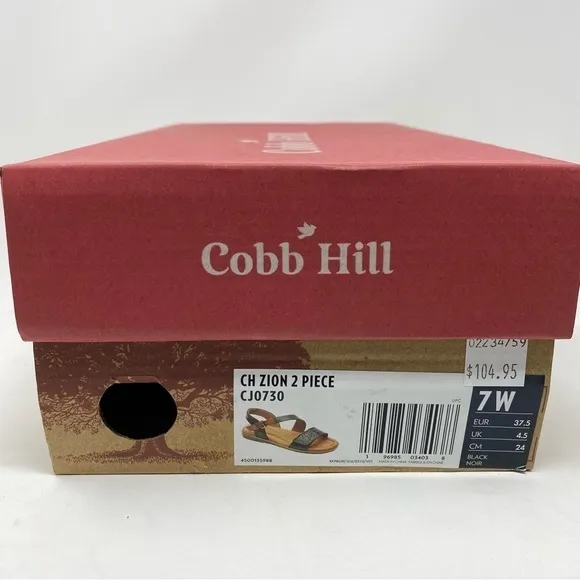 Women’s Cobb Hill Zion 2 Piece Leather Sandals Black WIDE