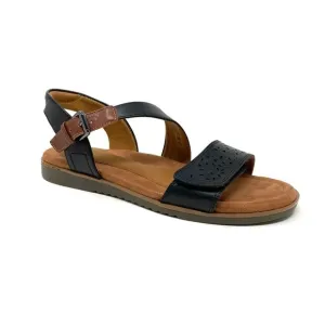 Women’s Cobb Hill Zion 2 Piece Leather Sandals Black WIDE