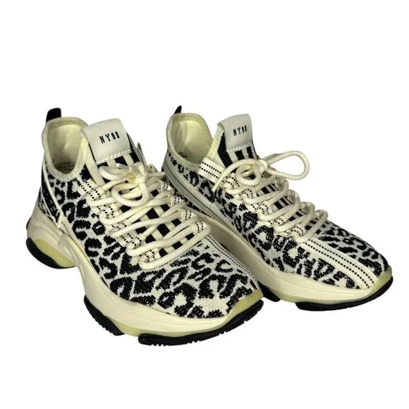 Womens Steve Madden Maxima Leopard Shoes Sneakers Womens Size 8 Black White