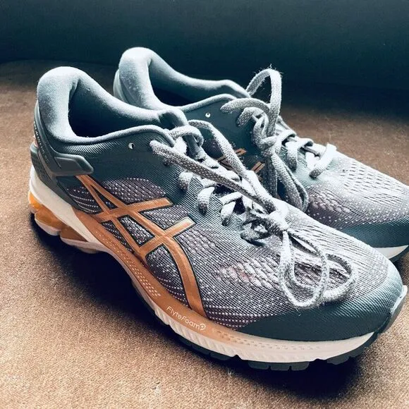 WOMENS 8 ASICS GEL KAYANO 26 RUNNING SHOES Grey Copper Medium NR Mint Condition