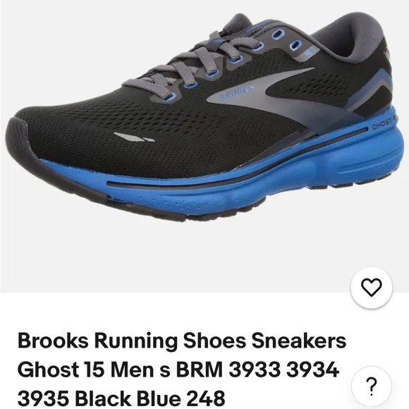 Worn 3 Times- Brooks Ghost 15 Men's Running Shoes - Black and Blue DNA Loft V2