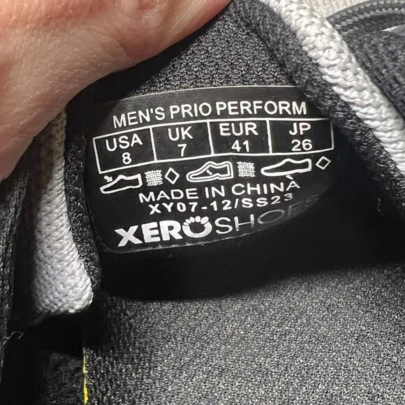Xero Shoes Prio Perform XY07-12/SS23 Men's US 8 Sneaker Cream Gray Running