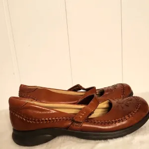 Y2K Brown Leather School Girl Cutout Details Chunky Mary Jane  Goth Shoes