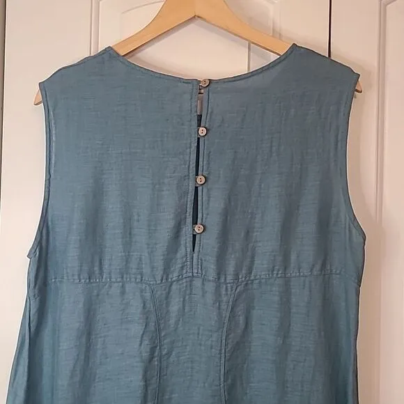 Yuvita Linen Maxi Tank Dress Pockets Size L