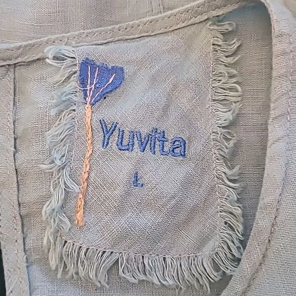 Yuvita Linen Maxi Tank Dress Pockets Size L