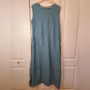 Yuvita Linen Maxi Tank Dress Pockets Size L