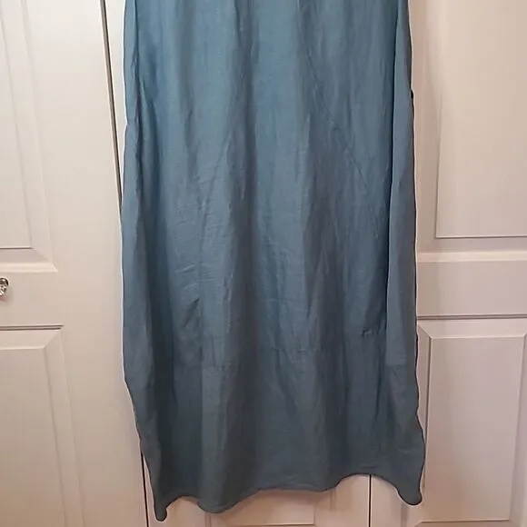 Yuvita Linen Maxi Tank Dress Pockets Size L