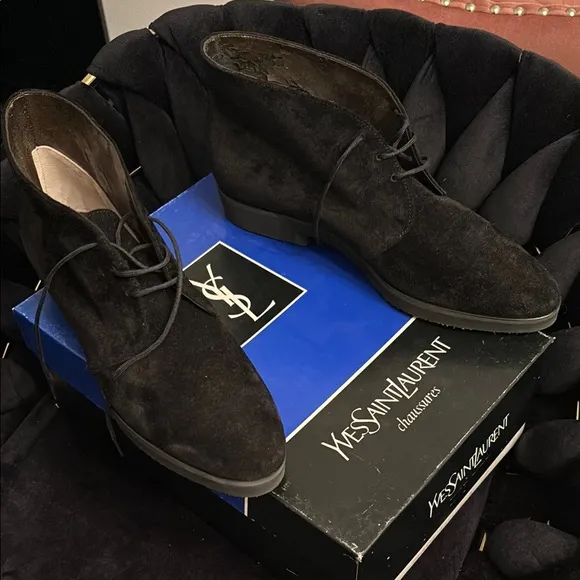 Yves Saint Laurent Black Suede womens 7 Shoes
