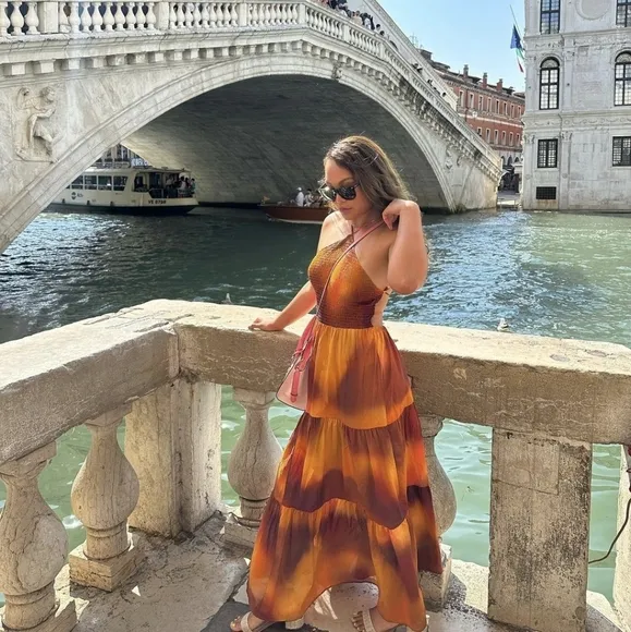 Zara * Cotton Dress Maxi Orange