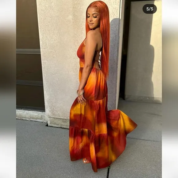 Zara * Cotton Dress Maxi Orange