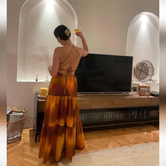 Zara * Cotton Dress Maxi Orange