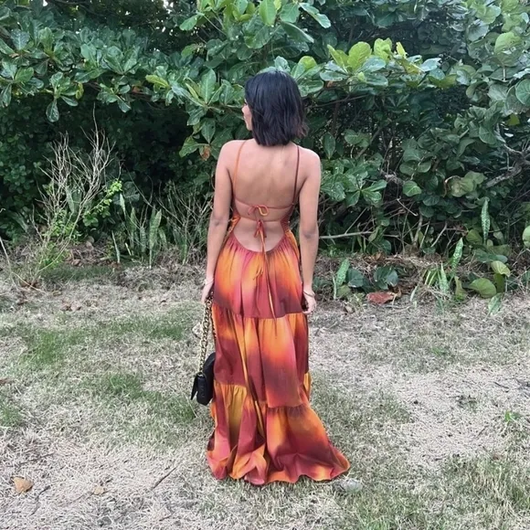 Zara * Cotton Dress Maxi Orange