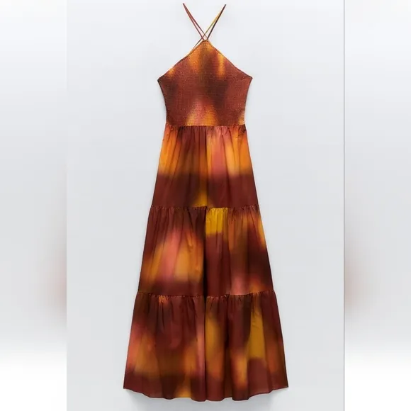 Zara * Cotton Dress Maxi Orange