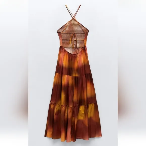 Zara * Cotton Dress Maxi Orange