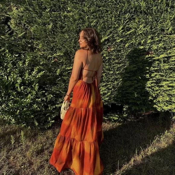 Zara * Cotton Dress Maxi Orange