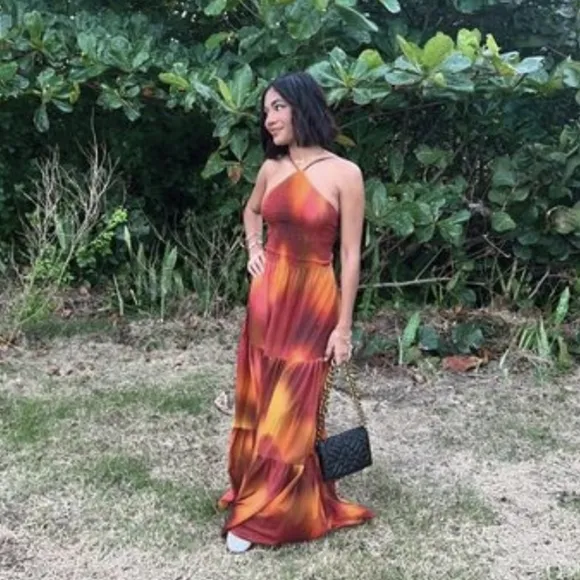 Zara * Cotton Dress Maxi Orange