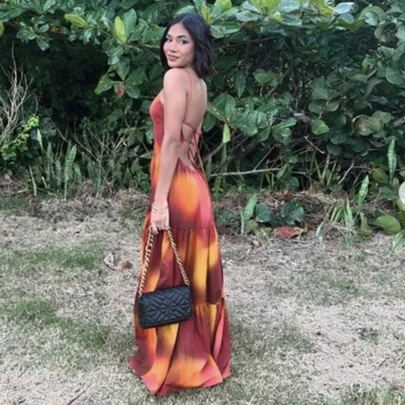 Zara * Cotton Dress Maxi Orange