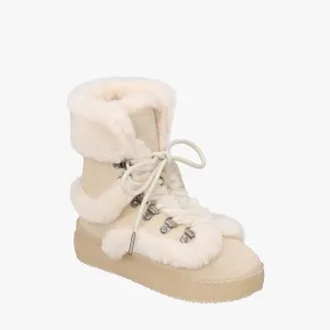 Zara Kids Limited Edition hiking leather boots Cream color size 12 1/2