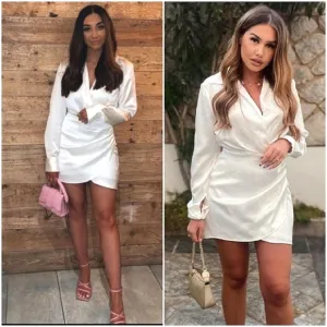 ZARA Satin Effect Wrap Mini Dress White Size XS